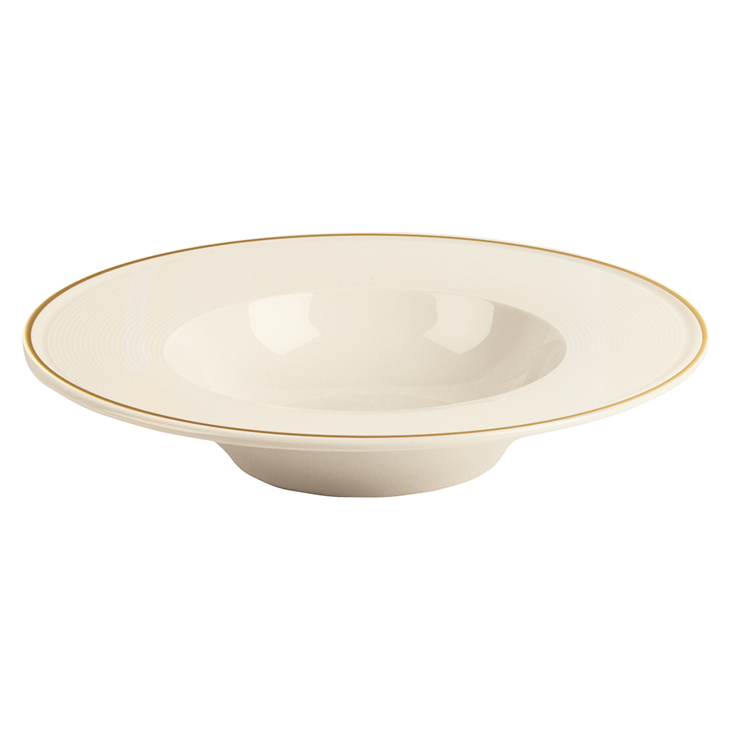 Academy Line Gold Colour Band Pasta Plates