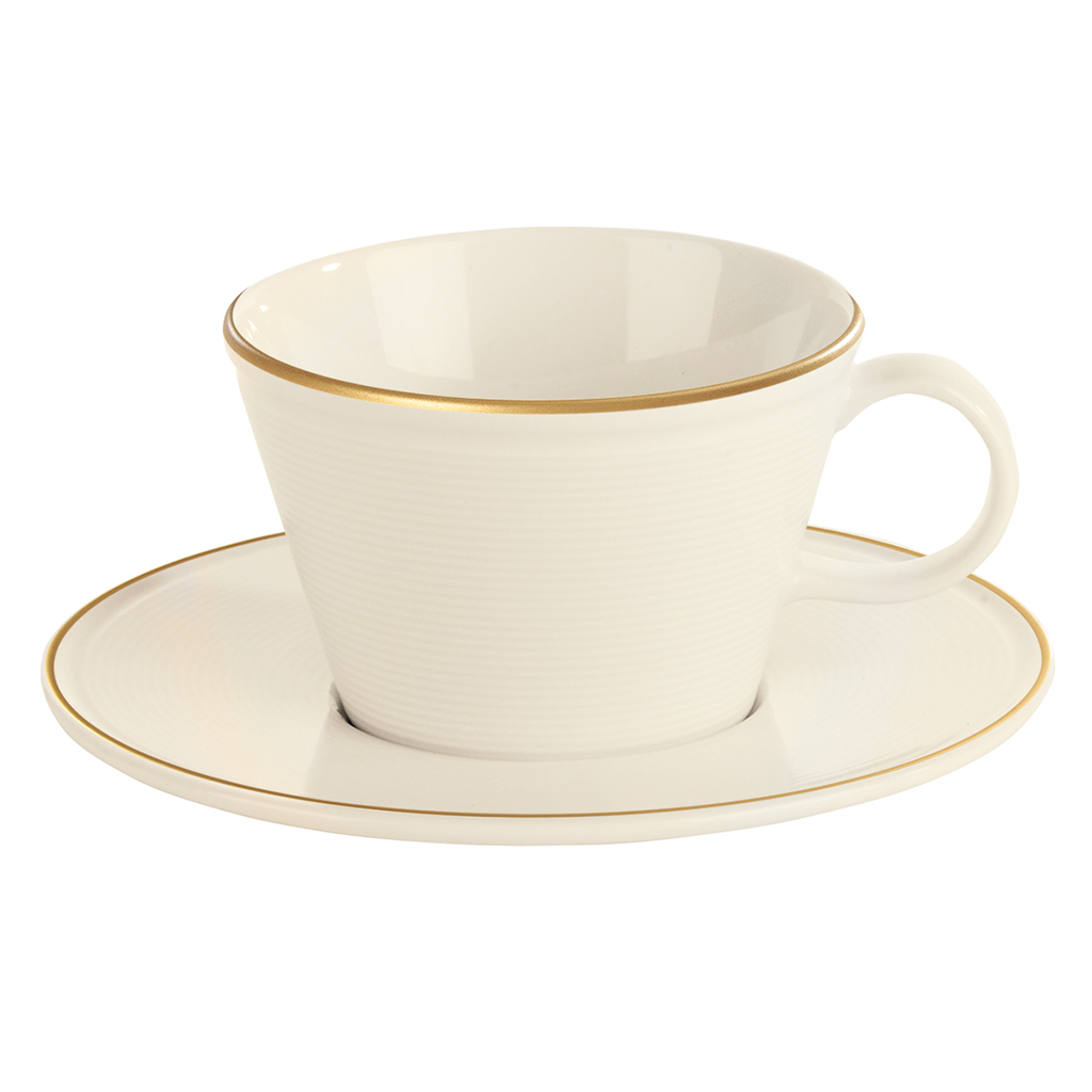 Academy Line Gold Colour Band Cappuccino Cup & Saucer
