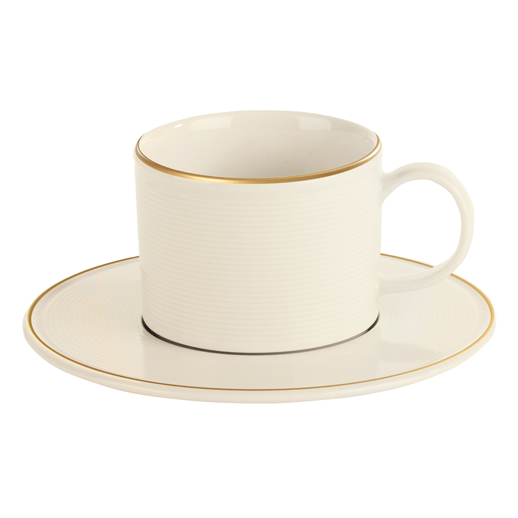 Academy Line Gold Colour Band Stacking Teacup & Saucer